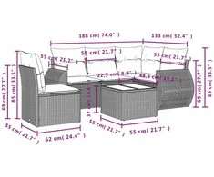 Sofa Sofos komplektas su pagalvėlėmis, 6 dalių, smėlio, poliratanas