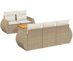 Sofa Sofos komplektas su pagalvėlėmis, 6 dalių, smėlio, poliratanas