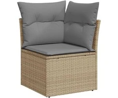 Lauko baldų komplektas Sofos komplektas su pagalvėlėmis, 6 dalių, smėlio, poliratanas
