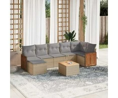 Sofa Sofos komplektas su pagalvėlėmis, 8 dalių, smėlio, poliratanas