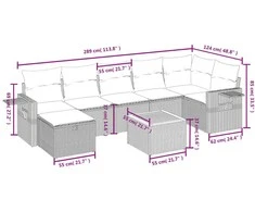 Sofa Sofos komplektas su pagalvėlėmis, 8 dalių, smėlio, poliratanas