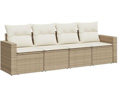 Sofa Sofos komplektas su pagalvėlėmis, 4 dalių, smėlio, poliratanas