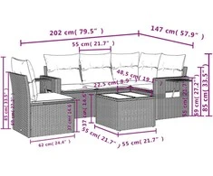 Sofa Sofos komplektas su pagalvėlėmis, 6 dalių, smėlio, poliratanas