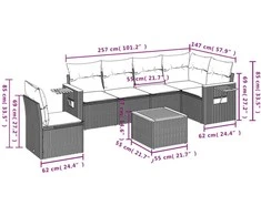 Sofa Sofos komplektas su pagalvėlėmis, 7 dalių, smėlio, poliratanas