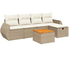 Sofa Sofos komplektas su pagalvėlėmis, 6 dalių, smėlio, poliratanas