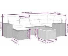 Sofa Sofos komplektas su pagalvėlėmis, 7 dalių, smėlio, poliratanas