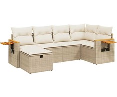 Sofa Sofos komplektas su pagalvėlėmis, 6 dalių, smėlio, poliratanas