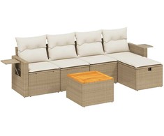 Sofa Sofos komplektas su pagalvėlėmis, 6 dalių, smėlio, poliratanas