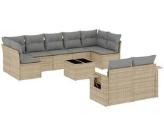 Sofa Sofos komplektas su pagalvėlėmis, 10 dalių, smėlio, poliratanas