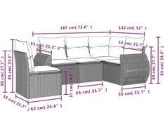 Sofa Sofos komplektas su pagalvėlėmis, 5 dalių, pilkas, poliratanas