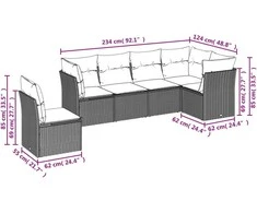 Sofa Sofos komplektas su pagalvėlėmis, 6 dalių, pilkas, poliratanas