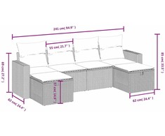 Sofa Sofos komplektas su pagalvėlėmis, 6 dalių, smėlio, poliratanas