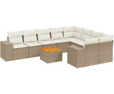 Sofa Sofos komplektas su pagalvėlėmis, 10 dalių, smėlio, poliratanas