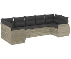 Sofa Sofos komplektas su pagalvėlėmis, 7 dalių, pilkas, poliratanas