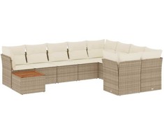 Sofa Sofos komplektas su pagalvėlėmis, 10 dalių, smėlio, poliratanas