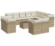 Sofa Sofos komplektas su pagalvėlėmis, 13 dalių, smėlio, poliratanas