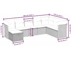 Sofa Sofos komplektas su pagalvėlėmis, 8 dalių, smėlio, poliratanas