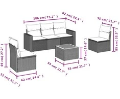 Sofa Sofos komplektas su pagalvėlėmis, 6 dalių, smėlio, poliratanas