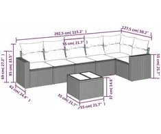 Sofa Sofos komplektas su pagalvėlėmis, 7 dalių, pilkas, poliratanas