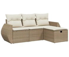 Sofa Sofos komplektas su pagalvėlėmis, 4 dalių, smėlio, poliratanas