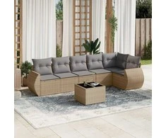 Sofa Sofos komplektas su pagalvėlėmis, 7 dalių, smėlio, poliratanas