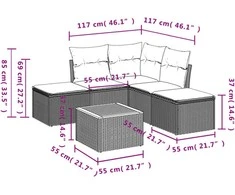 Sofa Sofos komplektas su pagalvėlėmis, 6 dalių, smėlio, poliratanas