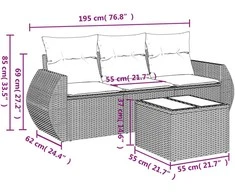 Sofa Sofos komplektas su pagalvėlėmis, 4 dalių, smėlio, poliratanas