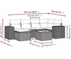 Sofa Sofos komplektas su pagalvėlėmis, 7 dalių, pilkas, poliratanas