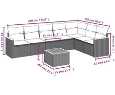 Sofa Sofos komplektas su pagalvėlėmis, 8 dalių, smėlio, poliratanas
