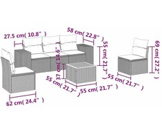 Sofa Sofos komplektas su pagalvėlėmis, 6 dalių, smėlio, poliratanas