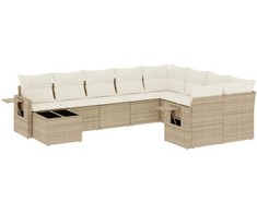 Sofa Sofos komplektas su pagalvėlėmis, 10 dalių, smėlio, poliratanas