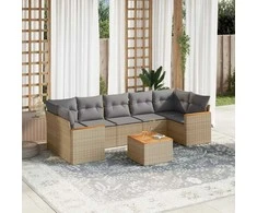 Sofa Sofos komplektas su pagalvėlėmis, 8 dalių, smėlio, poliratanas