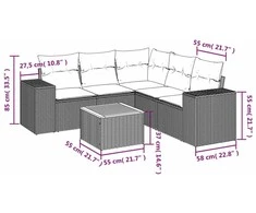 Sofa Sofos komplektas su pagalvėlėmis, 6 dalių, smėlio, poliratanas