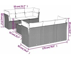 Sofa Sofos komplektas su pagalvėlėmis, 7 dalių, smėlio, poliratanas