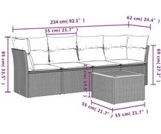 Lauko baldų komplektas Sofos komplektas su pagalvėlėmis, 5 dalių, smėlio, poliratanas