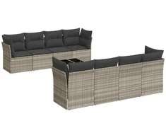 Sofa Sofos komplektas su pagalvėlėmis, 9 dalių, pilkas, poliratanas