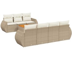 Sofa Sofos komplektas su pagalvėlėmis, 8 dalių, smėlio, poliratanas