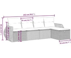 Lauko baldų komplektas Sofos komplektas su pagalvėlėmis, 5 dalių, smėlio, poliratanas