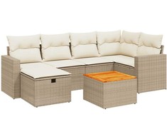 Sofa Sofos komplektas su pagalvėlėmis, 7 dalių, smėlio, poliratanas