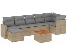 Sofa Sofos komplektas su pagalvėlėmis, 8 dalių, smėlio, poliratanas