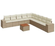 Sofa Sofos komplektas su pagalvėlėmis, 10 dalių, smėlio, poliratanas