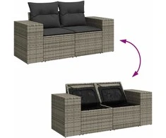 Sofa Sofos komplektas su pagalvėlėmis, 7 dalių, pilkas, poliratanas
