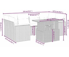Sofa Sofos komplektas su pagalvėlėmis, 7 dalių, smėlio, poliratanas
