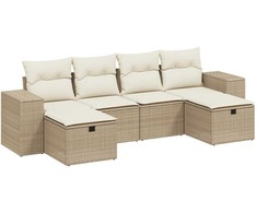 Sofa Sofos komplektas su pagalvėlėmis, 6 dalių, smėlio, poliratanas