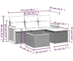 Sofa Sofos komplektas su pagalvėlėmis, 5 dalių, smėlio, poliratanas