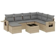 Sofa Sofos komplektas su pagalvėlėmis, 8 dalių, smėlio, poliratanas