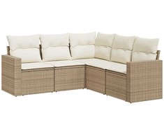 Sofa Sofos komplektas su pagalvėlėmis, 5 dalių, smėlio, poliratanas