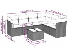 Sofa Sofos komplektas su pagalvėlėmis, 7 dalių, pilkas, poliratanas