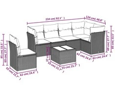 Sofa Sofos komplektas su pagalvėlėmis, 7 dalių, smėlio, poliratanas