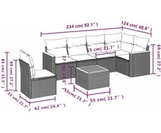 Sofa Sofos komplektas su pagalvėlėmis, 7 dalių, smėlio, poliratanas